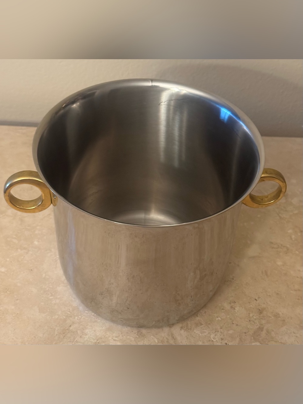 Vintage Summit 18/10 stainless steel/brass champagne chiller made in Italy.